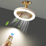 WRMING Silencieux Ventilateur de Plafond avec 30W LED Lampe Intégrée et Télécommande Dimmable E27 Petit Lampe de Plafond Ventilateur Chambre Salle a Manger Cuisine Plafonnier Angle Réglable