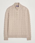 Ralph Lauren Purple Label Cashmere Cable Half Zip Beige