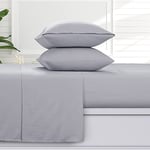 Tribeca Living Parure de lit Unie en Flanelle pour lit Une Place, 100% Coton, Super Douce, Poches très Profondes, Gris