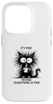 Coque pour iPhone 14 Pro Cute Black Cat It's Fine I'm Fine Everything Is Fine Funny