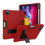 iPad Pro 12.9 Inch Case, High Performance Hybrid Bumper Hard Case Cover Rubber Stand for Apple iPad Pro 12.9 2018/2020 Red + Black