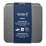 OPINEL - Kit d'Entretien - Boite en Métal avec 1 Grande Pierre à Aiguiser des Pyrénées + 1 Bidon d'Huile + 1 Chiffon Microfibre - Idéal pour Entretien Couteaux Opinel