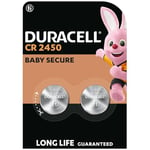 DURACELL 2450 Piles Boutons Lithium 3V (lot de 2) - Longue durée garantie - Clés électroniques, dispositifs domestiques, balances et capteurs de température - Emballage Sécurité Enfant