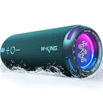 W-KING Portable Bluetooth Speaker, IP67 Waterproof Outdoor Speakers Wireless Loud, Customized EQ APP/Deep Bass, 360° Stereo Sound with Lights/V5.3/DSP/TF/AUX, 40W Party Boombox Shower Speaker for Home