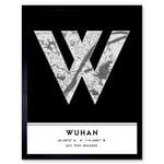 Wuhan China City Map Modern Typography Stylish Letter Framed Word Wall Art Print Poster for Home Décor