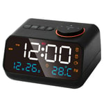 (Black)Alarm Clock Radio Digital Display LED Alarm Clock Stylish Multifunctional