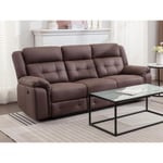 Vente-unique Canapé 3 places relax électrique en microfibre aspect cuir vieilli marron ORTIANO