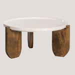 Table basse en marbre et bois de manguier Xantten Sklum Blanc Gardenia