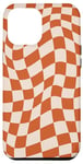 Coque pour iPhone 14 Plus Swirl Checkerboard vintage à carreaux orange