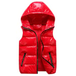 Sliktaa Unisex Blank Glansig Vattentät Ärmlös Jacka Lättvikts Puffer Väst-WELLNGS Röd Red S