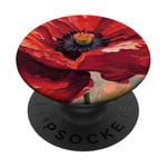 Peinture florale rouge cramoisi de coquelicot PopSockets PopGrip Interchangeable