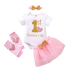 HINK Baby Clothing,Newborn Infant Baby Valentine Romper Tops+Tutu Skirt+Leg Warmer+Hairband Sets 12-18 Months Pink Girls Outfits & Set For Baby Valentine'S Day Easter Gift