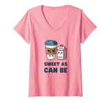 Womens Funny SWEET AS CAN BE Twinning Coffee Juice Mom & Baby Mommy V-Neck T-Shirt