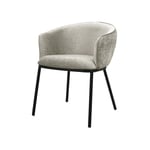 ALVIN-Fauteuil de table en tissu Coloris Lin et métal noir mat