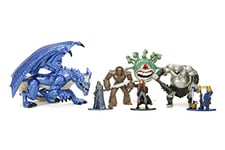 Jada Toys Dungeons and Dragons Lot de 7 Figurines à Collectionner en 3 Tailles – Figurines DND en métal à partir de 12 Ans (Elfe, Human Barbarian, Nain, Golem, Ogre, Beholder, Dragon), 4-10 cm