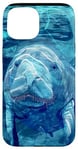 Coque pour iPhone 15 Save The Manatee Crystal River FL Bleu abstrait rayé