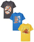 The Children's Place Boys' Short Sleeve Graphic T-Shirt 3-Pack, Football/The Best Don't Rest/Football Helmet, L (Pack of 3)