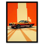 Wall Cracks Orange Sports Motor Car Living Room Framed Wall Art Print