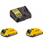 DCB115D2 Pack de batteries 18V 2.0Ah Li-Ion - 2 batteries + Chargeur - Dewalt