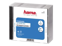 Hama Cd Double Jewel Case Standard - Fodral För Arkiverings-Cd - Kapacitet: 2 Cd - Transparent (Paket Om 5)