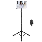 Tablet Tripod Stand, Tablet Floor Stand, Height Adjustable,360° rotatable, with Bluetooth remote control, 7.9"-12"