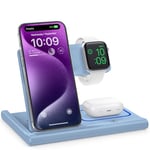 Wireless Charger,Fast Charger for iPhone 16/15/14/14Pro Max/13/13Pro/12/11/XS/XR/X/8,3 in 1 charging station for 9/8/7/SE/6/5/4/3/2 and AirPods Pro/3/2 (Not Adapter)-Blue