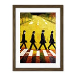 Doppelganger33 LTD Abbey Road Abstract Stylised Beatles Boho Landscape Red And Ochre Artwork Framed Wall Art Print 18X24 Inch