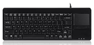 Perixx PERIBOARD-515H Plus, Wired Keyboard with Touchpad - USB Port with 2 Hubs - US English Layout