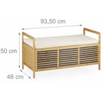 Helloshop26 - Banc de rangement en bois de noyer banquette assise coffre de rangement meuble à chaussure avec coussin