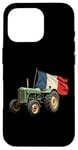 Coque pour iPhone 16 Pro Tracteur Agricole Vert Drapeau Français Agriculteur Ferme