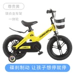 cuzona Children's bicycle bicycle bicycle 3-6-7-10 year old baby 12/14/16 inch male and female children stroller-14 inch_Magnesium alloy integrated wheel [Premium Yellow] package