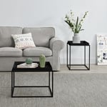 [en.casa] - Set de 2 Tables Basses Tailles Différents avec Plateau Amovible Noir