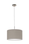 Pasteri Satin Nickel/Taupe Fabric Pendant Light