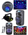 ENCEINTE SONO PORTABLE PARTY BLUETOOTH 400W MOBILE USB TWS LED RGB + ASTRO MSD RADIO FM ENTRÉE MICRO + Laser multipoints rouge et ve