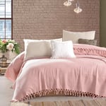 Milam London Blush Pink Throw Blanket | Cotton Waffle Bedspreads King Size | So