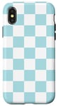 Coque pour iPhone X/XS Bleu poudré esthétique à carreaux, pastel danois, damier