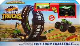 Hot Wheels Monster Trucks Epic Loop Challenge Playset with 8 Vehicles