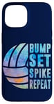 Coque pour iPhone 15 Bump Set Spike Repeat Aquarelle Volleyball Femmes Adolescentes Filles