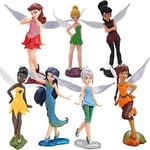 7-pack Tinkerbell Fairy Pixie Mini Figurer Tårta Topper Barn Flickor Födelsedagsfest Tårta Dekoration Trädgård Växtkruka Miniatyr Dekorationer ( )