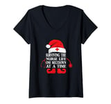 Womens Surviving The Nurse Life One Meltdown At a Time Funny Saying V-Neck T-Shirt