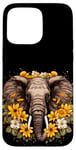 iPhone 15 Pro Max Elephant With Sunflowers Cute Elephant Lover Graphic Case