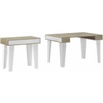 Table console extensible jusqu'à 140 cm - 79 x 90 x 52 cm - Modèle kl Nordic Finition Blanc/Chêne - multicolore - Skraut Home