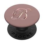 Pink Rose Gold Look Monogram Initial Capital Letter B PopSockets Swappable PopGrip