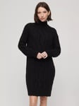 Superdry Cable Knit Mock Neck Jumper Dress, Black