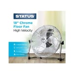 18" Floor Fan Chrome 3 Speed Portable Metal Gym Office Fan High Velocity