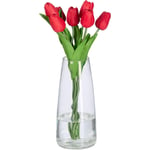 Grand vase décoratif, pour vos fleurs, en verre, dimensions h x d : 21,5 x 10 cm, transparent - Relaxdays