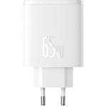 Nopea latausadapteri GaN Cube Pro 65W 2x USB-C USB-A, valkoinen