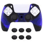 eXtremeRate PlayVital 3D Studded Edition Anti-Slip Silicone Cover Skin for ps5 Controller, Soft Rubber Case Protector for ps5 Wireless Controller with Thumb Grip Caps - Blue & Black