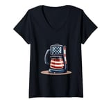 Womens Funny coffee maker in American style V-Neck T-Shirt