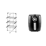Black+Decker 63099 3-Tier Heated Clothes Airer Aluminium, Cool Grey, 140cm x 73cm x 68cm & Tower T17023 Vortx Manual Air Fryer Oven with Rapid Air Circulation and 30 Min Timer, 2.2 Litre, Black